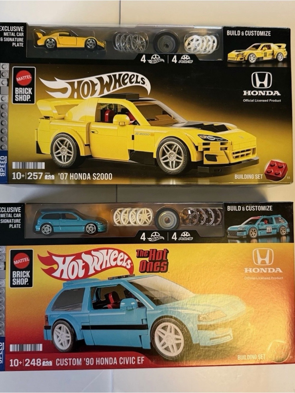 Hot Wheels Mattel Brick Shop Custom Honda '90 Civic EF & '07 S2000 Building Set